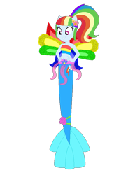 Size: 641x803 | Tagged: safe, artist:selenaede, artist:user15432, rainbow dash, fairy, mermaid, equestria girls, g4, alternate hairstyle, base used, belly button, clothes, colored wings, crossover, cutie mark on human, fairy wings, fairyized, fins, fish tail, flower, flower in hair, hand on hip, mermaid fairy, mermaid tail, mermaidix, mermaidized, mermay, multicolored wings, ponied up, ponytail, rainbow wings, simple background, smiling, solo, species swap, strapless, tail, transparent background, wings, winx, winx club, winxified