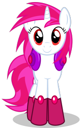 Size: 3000x4647 | Tagged: safe, artist:keronianniroro, oc, oc only, oc:dazzler, pony, unicorn, clothes, gem, headphones, horn, looking at you, red eyes, simple background, solo, stockings, thigh highs, transparent background, vector