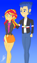 Size: 2144x3624 | Tagged: safe, artist:joancarrington14, flash sentry, sunset shimmer, equestria girls, g4, clothes, female, male, ship:flashimmer, shipping, straight