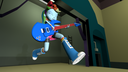 Size: 2048x1152 | Tagged: safe, artist:gaelgaming1, rainbow dash, human, equestria girls, g4, my little pony equestria girls: rainbow rocks, 3d, boots, clothes, female, guitar, high heel boots, musical instrument, rainbow dash's boots, shoes, solo, source filmmaker