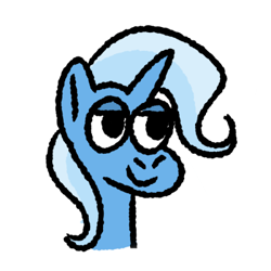 Size: 400x400 | Tagged: safe, artist:zoeyhorse, trixie, pony, unicorn, g4, bust, horn, lidded eyes, simple background, smiling, solo, white background