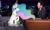 Size: 2048x1213 | Tagged: safe, edit, princess celestia, alicorn, human, pony, g4, duo, duo male and female, female, irl, irl human, jewelry, jimmy fallon, male, mare, photo, regalia, sitting, talk show