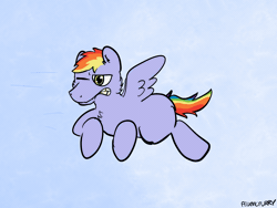 Size: 2160x1620 | Tagged: safe, artist:felixmcfurry, rainbow blaze, pegasus, animated, feral, flying, gif, gritted teeth, male, solo, solo male, static background, teeth, wind