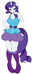 Size: 4039x9339 | Tagged: safe, artist:freeze-pop88, rarity, unicorn, anthro, g4, boots, breasts, clothes, equestria girls outfit, female, high heel boots, horn, rarity peplum dress, shoes, simple background, skirt, solo, tail, transparent background