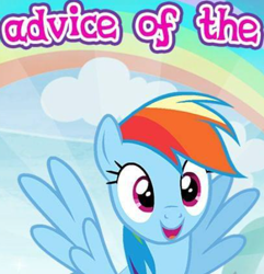 Size: 458x475 | Tagged: safe, gameloft, rainbow dash, pegasus, pony, cloud, cropped, meme, open mouth, rainbow, smiling, solo, spread wings, text, wings, wow! glimmer