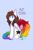 Size: 1365x2048 | Tagged: safe, artist:mscolorsplash, oc, oc only, oc:color splash, pegasus, pony, cup, dialogue, female, light blue background, mare, no pupils, paint water, rainbow tail, silly, simple background, sitting, solo, tail, this will end in pain, tongue out