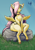 Size: 1061x1500 | Tagged: safe, artist:capt_hairball, fluttershy, pegasus, pony, semi-anthro, g4, bikini, bikini bottom, bimboshy, chest fluff, choker, chokershy, clothes, female, grass, looking up, mare, outdoors, rock, solo, spread wings, swimsuit, the ass was fat, thighs, thunder thighs, wings