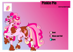 Size: 1920x1358 | Tagged: safe, artist:oneiria-fylakas, pinkie pie, pony, alternate design, gradient background, reference sheet, solo