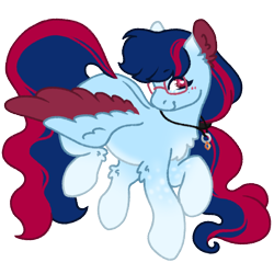 Size: 1000x1000 | Tagged: safe, artist:kazmuun, oc, oc only, oc:ruby, pegasus, pony, colored wings, female, glasses, mare, simple background, solo, transparent background, two toned wings, wings