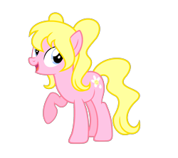 Size: 2059x1827 | Tagged: safe, artist:darbypop1, oc, oc only, oc:joy petal, earth pony, pony, female, mare, not daisy, not petunia petals, open mouth, open smile, raised hoof, simple background, smiling, solo, transparent background