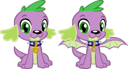Size: 713x388 | Tagged: safe, edit, editor:pascalmulokozi2, spike, spike the regular dog, dog, dragon, equestria girls, g4, collar, dog collar, dragon wings, jewelry, medal, medallion, necklace, solo, spike the dog, winged dog, winged spike, wings