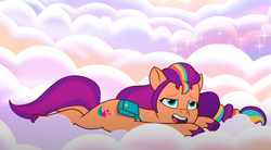 Size: 1104x611 | Tagged: safe, screencap, sunny starscout, pony, g5, my little pony: tell your tale, where the rainbows are made, cropped, solo