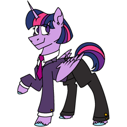 Size: 1080x1080 | Tagged: safe, artist:fuckomcfuck, artist:icicle-niceicle-1517, color edit, edit, twilight sparkle, alicorn, pony, alternate hairstyle, business suit, businessmare, clothes, collaboration, colored, female, mare, necktie, pants, shirt, simple background, solo, suit, transparent background, twilight sparkle (alicorn), unshorn fetlocks, vest