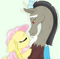 Size: 3978x3888 | Tagged: safe, artist:sugarcloud12, discord, fluttershy, pony, female, male, ship:discoshy, shipping, straight