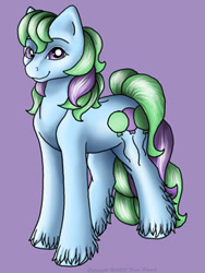 Size: 243x324 | Tagged: safe, artist:flyingpony, oc, oc only, oc:buster (flyingpony), earth pony, pony, fanfic:worlds apart, lavender background, male, simple background, stallion, standing, unshorn fetlocks