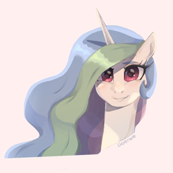 Size: 1881x1878 | Tagged: safe, artist:ghoasthead, princess celestia, alicorn, pony, g4, bust, female, grin, looking at you, mare, simple background, smiling, smiling at you, solo, white background