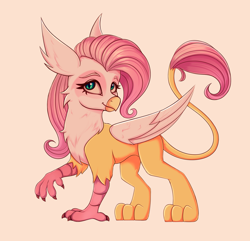 Size: 1890x1820 | Tagged: safe, artist:tanatos, fluttershy, griffon, collaboration:bestiary of fluttershy, g4, collaboration, female, fluttergriffon, griffonized, my little griffon, solo, species swap