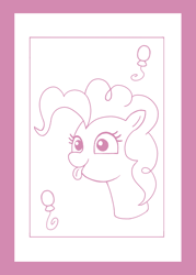 Size: 500x700 | Tagged: safe, artist:ponyhugger, pinkie pie, earth pony, pony, g4, bust, female, mare, pinkie pie's cutie mark, simple background, solo, tongue out