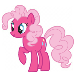 Size: 640x640 | Tagged: safe, artist:mayako_swan2308, edit, pinkie pie, earth pony, pony, g4, female, mare, palette swap, raised hoof, recolor, reverse colors, simple background, smiling, solo, white background