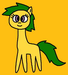 Size: 628x693 | Tagged: safe, artist:the-rainbow-nigga420, magic star, earth pony, pony, g1, g4, 1000 hours in ms paint, adorablestar, closed mouth, cute, female, g1 to g4, generation leap, mare, ms paint, paint.net, simple background, smiling, solo, yellow background