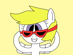 Size: 1150x876 | Tagged: safe, artist:samanthathehoneypony36, surprise, pegasus, pony, g1, g4, adoraprise, beach, cute, female, g1 to g4, generation leap, grin, hot, lying down, mare, sand, smiling, solo, summer, summertime, sunglasses