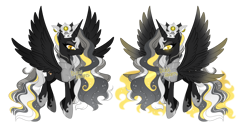 Size: 1280x641 | Tagged: safe, artist:dixieadopts, oc, oc:nightmare sol, alicorn, pony, seraph, seraphicorn, crown, female, jewelry, mare, multiple wings, regalia, simple background, solo, transparent background