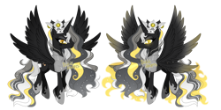 Size: 1280x641 | Tagged: safe, artist:dixieadopts, oc, oc only, oc:nightmare sol, alicorn, pony, seraph, seraphicorn, crown, female, jewelry, mare, multiple wings, regalia, simple background, solo, transparent background