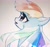 Size: 2210x2065 | Tagged: safe, artist:37240622, rainbow dash, pegasus, pony, g4, blue coat, bust, looking up, mouse cursor, photo, picture of a screen, portrait, side view, smiling, solo