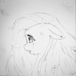 Size: 1999x2000 | Tagged: safe, artist:37240622, butterfly, pegasus, pony, crying, female, mare, sketch, solo