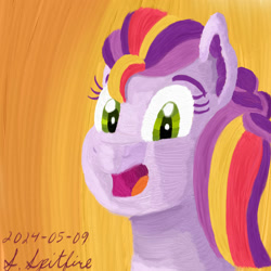 Size: 2000x2000 | Tagged: safe, artist:gosupermarinespitfire, sunny starscout's mother, earth pony, pony, g5, 2024, bust, female, looking at you, mare, open mouth, portrait, signature, solo