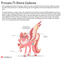 Size: 4032x3833 | Tagged: safe, artist:parrpitched, princess cadance, alicorn, pony, g4, chest fluff, colored hooves, colored horn, colored wings, coronet (coat marking), female, horn, mare, multicolored wings, raised hoof, redesign, reimagining, ruff, simple background, solo, spread wings, standing, stars, tail, tail feathers, white background, wings