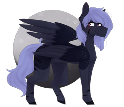 Size: 2154x1863 | Tagged: safe, artist:riressa, oc, oc only, oc:esther skies, pegasus, pony, female, mare, moon, simple background, solo, transparent background