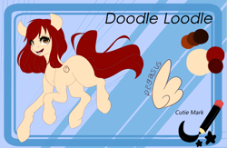 Size: 928x604 | Tagged: safe, artist:majesticwhalequeen, oc, oc:doodle loodle, pegasus, pony, female, mare, reference sheet, solo