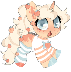 Size: 1280x1292 | Tagged: safe, artist:dilfistic, oc, oc only, oc:peachy keen, pony, unicorn, chibi, clothes, female, heart, heart eyes, horn, mare, simple background, socks, solo, striped socks, transparent background, wingding eyes