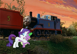 Size: 6168x4384 | Tagged: artist needed, safe, anonymous artist, artist:georgegarza01, edit, edited screencap, screencap, rarity, spike, dragon, pony, unicorn, g4, ^^, crossover, cute, daaaaaaaaaaaw, dialogue in the description, duo, duo male and female, evening, eyes closed, eyeshadow, female, horn, hug, james the red engine, makeup, male, mare, open mouth, open smile, raribetes, reference in the description, screenshots, ship:sparity, shipping, smiling, spikabetes, story included, straight, sweet dreams fuel, thomas and friends, thomas and the breakdown train, thomas the tank engine, train, wholesome