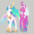 Size: 720x720 | Tagged: safe, artist:bekahlf, opaline arcana, princess celestia, alicorn, pony, g4, g5, 2023, animated, bracer, colored wings, commission, curved horn, duo, duo female, female, folded wings, generational ponidox, gif, glowing, glowing horn, gray background, hoof shoes, horn, jewelry, looking at each other, looking at someone, magic, magic aura, mare, multicolored wings, one wing out, peytral, princess shoes, raised hoof, regalia, signature, simple background, smiling, smirk, tail, tiara, wings