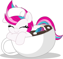 Size: 5282x5000 | Tagged: safe, artist:jhayarr23, zipp storm, pegasus, pony, g5, adorazipp, commission, commissioner:raritybro, cup, cute, eyes closed, food, marshmallow, simple background, smiling, solo, teacup, tiny, tiny ponies, transparent background, ych result, zipp is a marshmallow