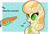 Size: 2200x1500 | Tagged: safe, artist:scandianon, junebug, oc, oc:anon, human, pony, g4, carrot, dialogue, duo, female, food, herbivore, hooves together, human male, male, mare, open mouth, open smile, smiling