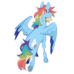 Size: 1135x1135 | Tagged: safe, artist:m0nztr0uzz, rainbow dash, pegasus, pony, g4, butt, facing away, female, hoof heart, horseshoes, mare, partially open wings, plot, rainbutt dash, simple background, solo, underhoof, white background, wings