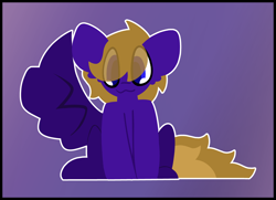 Size: 4500x3250 | Tagged: safe, artist:moonydusk, oc, oc:wing front, pegasus, blue eyes, brown mane, cute, male, pegasus oc, purple background, purple coat, simple background, sitting, spread wings, thumbs up, wings