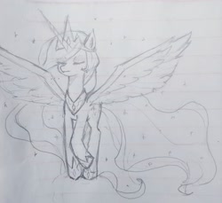 Size: 3123x2864 | Tagged: safe, artist:37240622, princess celestia, pony, g4, female, lined paper, mare, pencil drawing, solo, traditional art