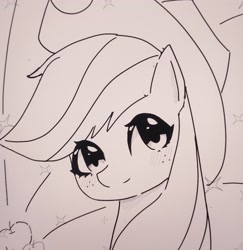 Size: 2400x2467 | Tagged: safe, artist:37240622, applejack, earth pony, pony, g4, bust, doodle, female, mare, portrait, solo