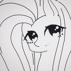 Size: 2378x2378 | Tagged: safe, artist:37240622, fluttershy, earth pony, pegasus, pony, bust, cute, doodle, female, mare, portrait, shyabetes, solo