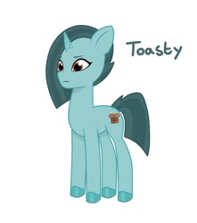 Size: 640x725 | Tagged: safe, artist:jazzhooves, oc, oc only, oc:toasty, pony, unicorn, g5, my little pony: tell your tale, bread, female, food, horn, simple background, solo, toast, unicorn oc, white background