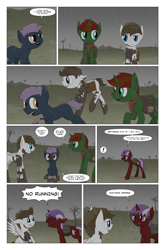 Size: 2024x3074 | Tagged: safe, artist:bruinsbrony216, oc, oc only, oc:cure all, earth pony, pegasus, pony, unicorn, comic:fallout equestria: grounded, fallout equestria, butt, comic, horn, plot