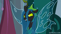 Size: 520x293 | Tagged: safe, artist:forgalorga, queen chrysalis, starlight glimmer, alicorn, changeling, changeling queen, pony, g4, alicornified, animated, gif, gifrun.com, net, race swap, staring contest, starlicorn, strange pony worlds, xk-class end-of-the-world scenario