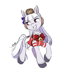 Size: 888x970 | Tagged: safe, artist:zzekzzek2, earth pony, pony, anime, crossover, female, gold ship, simple background, solo, uma musume pretty derby, white background