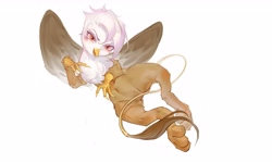 Size: 6465x3867 | Tagged: safe, artist:快乐的小马, gilda, griffon, blushing, licking beak, looking at you, simple background, solo, white background