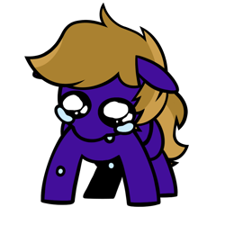 Size: 1640x1640 | Tagged: safe, artist:lrusu, oc, oc only, oc:wing front, pegasus, brown mane, brown tail, crying, pegasus oc, puppy dog eyes, purple coat, sad, simple background, solo, tail, transparent background