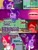 Size: 2000x2643 | Tagged: safe, alternate version, artist:bestponies, fluttershy, oc, oc:red drop, oc:violet drop, goo, goo pony, monster pony, original species, pegasus, pony, comic:nurses take over, g4, clothes, comic, comic panel, cutie mark theft, dialogue, eyes closed, female, high res, hospital, implied rainbow dash, magic, mare, open mouth, overheal, preydash, speech bubble, telekinesis